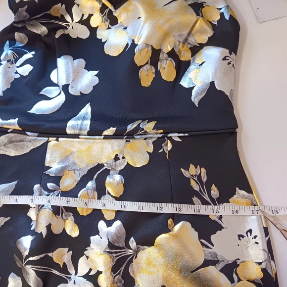 NWT metallic floral print dress stretch Women's black,Full Zip, Party Cocktail. - Picture 16 of 17